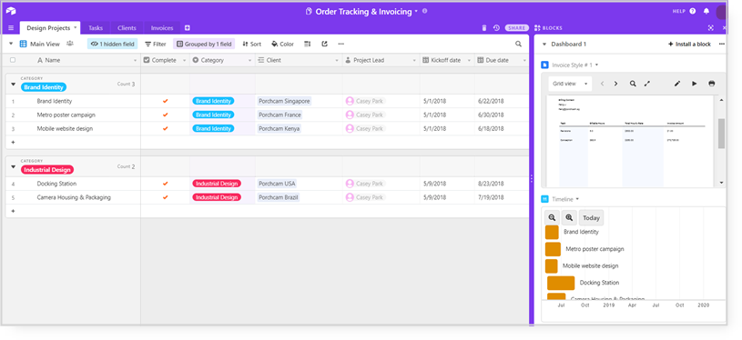 Airtable Order Invoicing example