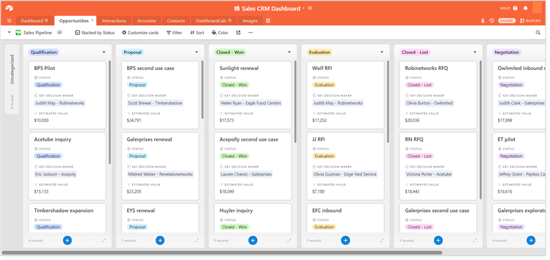 Airtable Sales CRM dashboard