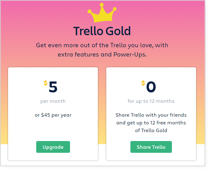Trello gold pricing